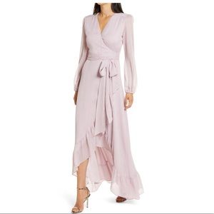 WAYF Lilac metallic wrap maxi dress